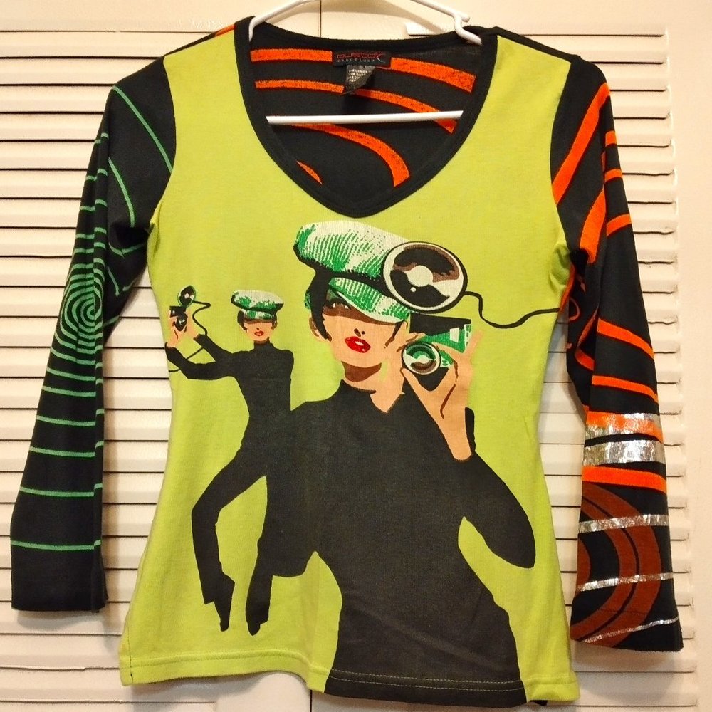 Custo Barcelona Two Women LS Cotton Top Size 1